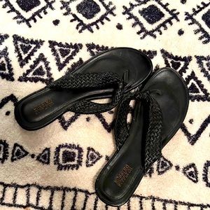 Black flip flop sandals